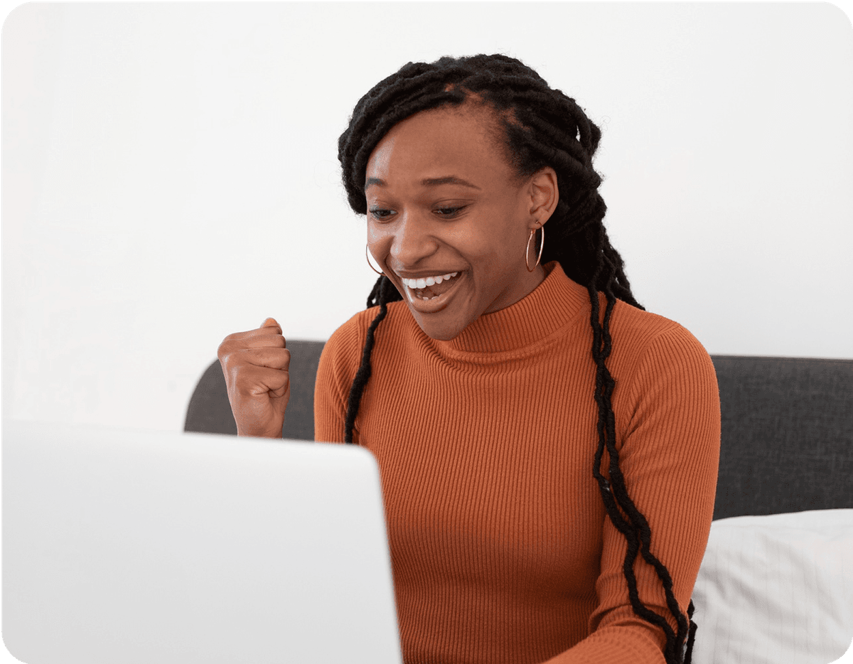 Woman excited about remote job opportunities